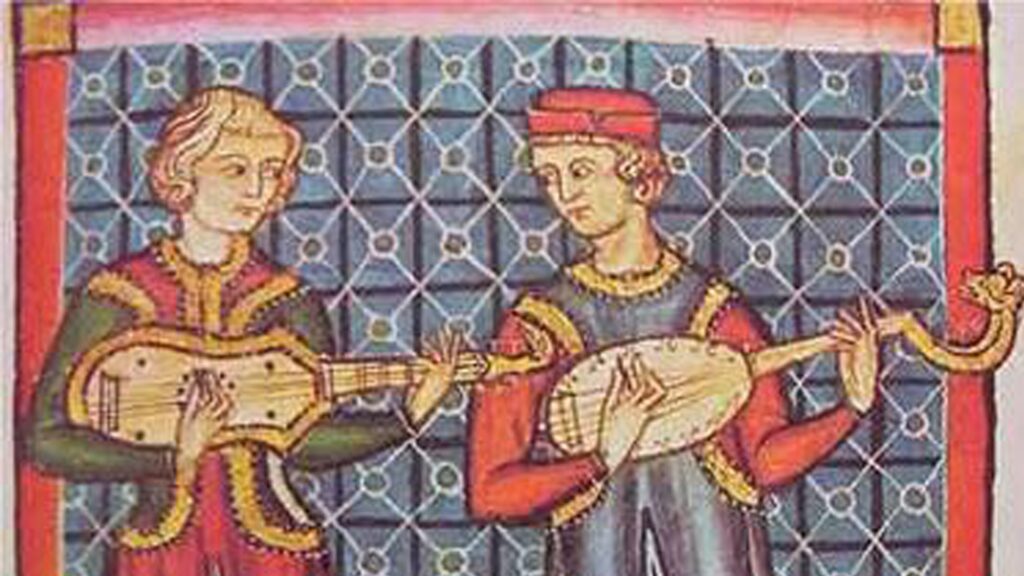 Guitarra latina (links) und Guitarra morisca (rechts), 13. Jahrhundert